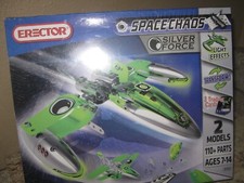 ERECTOR SPACE CHAOS SILVER FORCE 5101- 2 MODELS- LIGHT EFFECTS