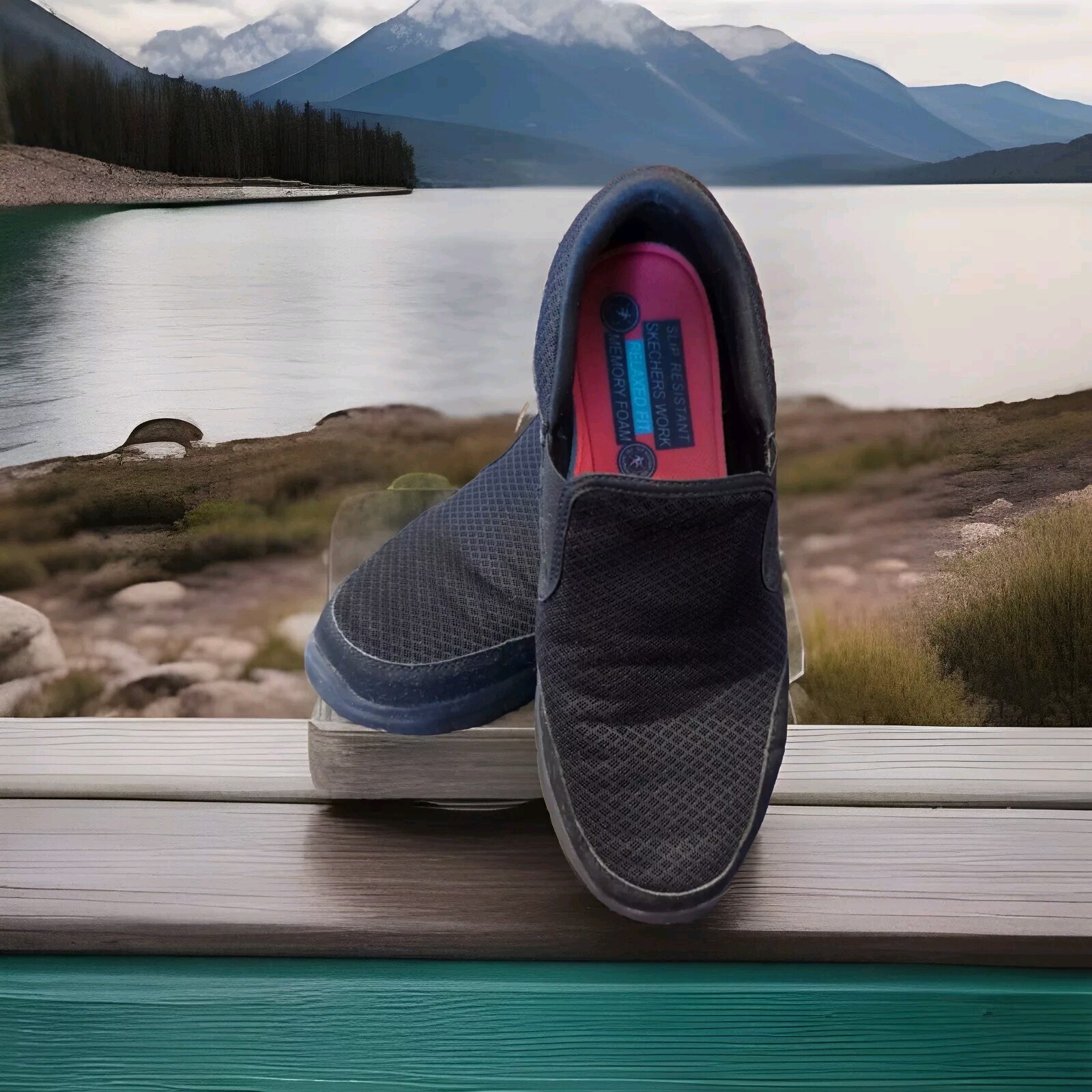 Skechers Work Shoes Black Mens Flex Advantage Slip On Slip Resistant 77048 Work