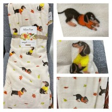DACHSHUND DOGS In SWEATERS 60x70 Fall Leaves Dog Autumn Throw Blanket NEW
