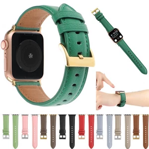 Bracelet de bracelet en cuir véritable classique pour Apple Watch Series 10/9/8/7/6/5/SE