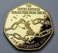 Brand New BREXIT 'BREAKING FREE' 24ct Gold Commemorative. UK EU Politics 2021