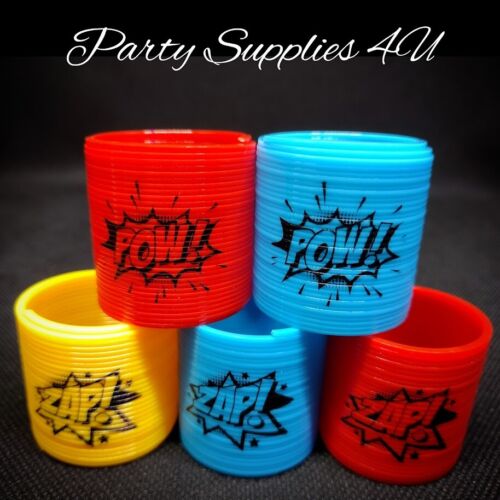 3pk Super Hero Mini Slinky Stocking/Party bag filler/fidget/kids/springs/boys - Zdjęcie 1 z 2