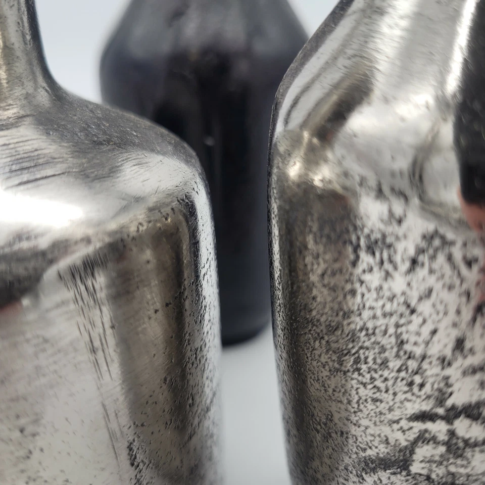 Vase Alu Dekovase Aluminium Schwarz Silber Deko Landhaus Modern Massiv - Bild 4 von 4