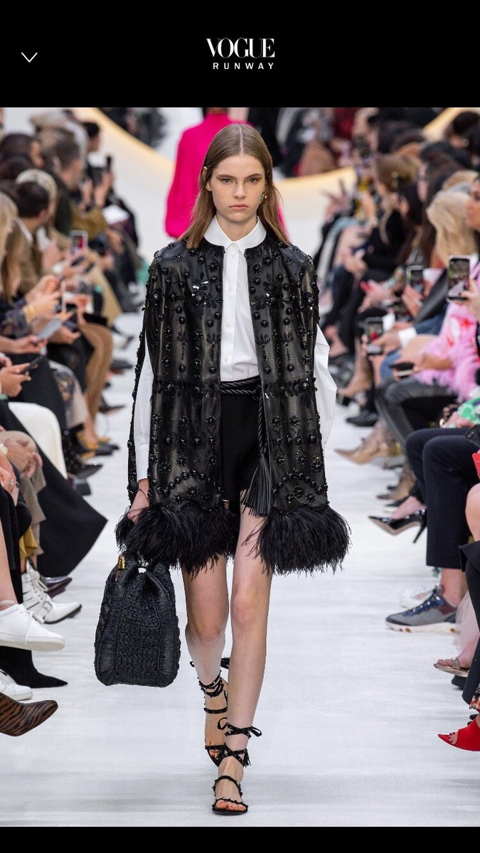 Valentino Barbiecore black demi couture Runway Leather Beaded