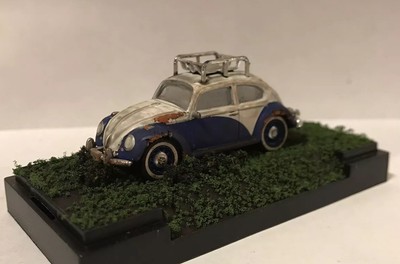 Vw Beetle 1 64 Diecast Custom Rusty Weathered Diorama Barn Find