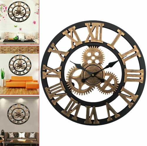 58CM Extra Large Roman Numerals Skeleton Wall Clock Big Giant Open Round Home - Picture 10 of 15