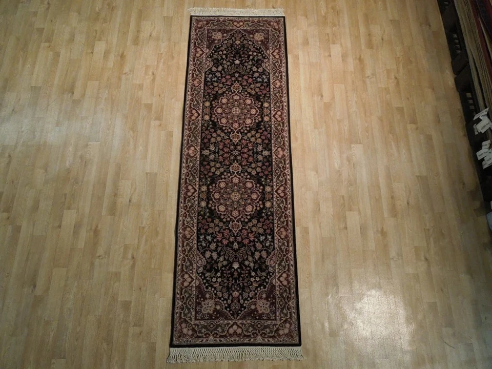 Handmade Black Trailer Runner Rug Oriental 3x8 Deluxe Quality - Image 2 of 4