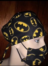 Batman Scrub Cap Hat  Facemask Set Dentist Gorro De Enfermera Surgery Cap Nurse