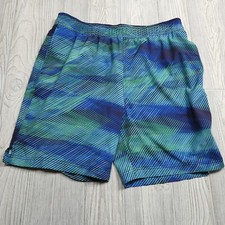 Speedo Swim Trunks Adult Large Blue Green Bathing Suit Lined Shorts