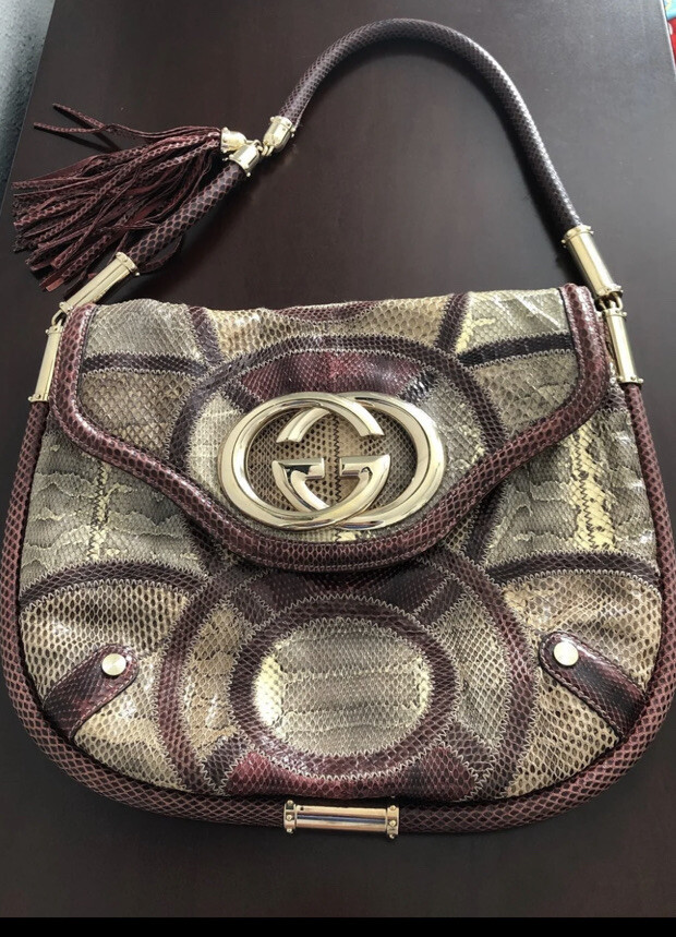 Gucci Britt GG Patchwork Croco/Python/Authentic R… - image 11