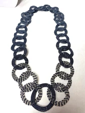 Swahili Sensations Handbeaded Circle Of Love Necklace Blue and Clear Beads