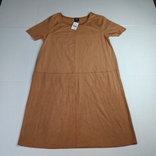 Cal Style Dress Brown Faux Suede A-Line Sheath Women's Size M Medium Knee Length