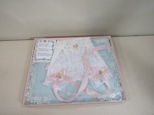 Vintage 1977 Linen and Lace Baby Bonnet Baptismal Christening New in Box