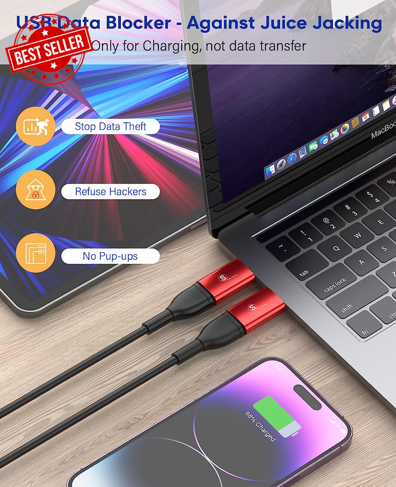 USB Data Blocker [3Pack] Upgraded USB Condom USBA to USBA Data