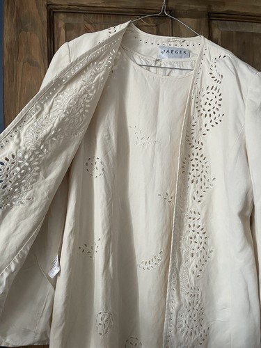 JAEGER Ladies 2 Piece Jacket and Dress Suit 55% Silk And 45% Linen Size UK 14 - Picture 5 of 9