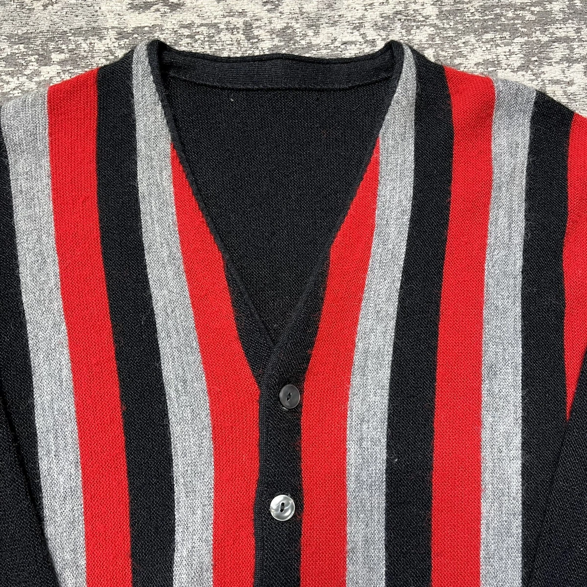 Vintage 50s 60s Vertical Striped Cardigan Orlon USA Grunge Cobain Cropped