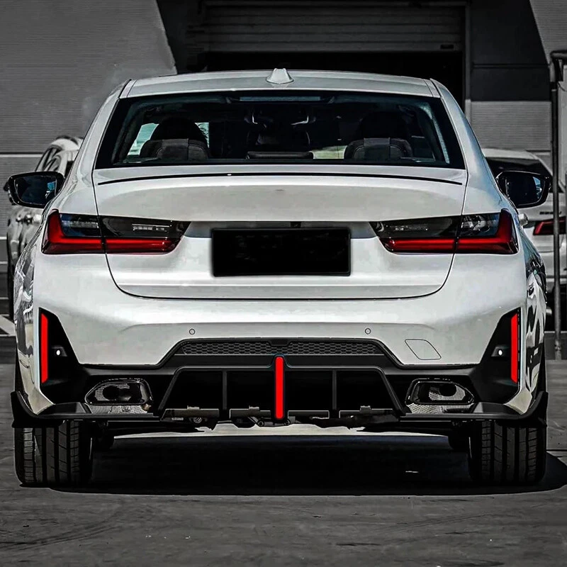 Rear Bumper Lip Diffuser Splitter W/ Light For BMW G20 LCI 330i M340i 2023 2024 - Image 2 of 4