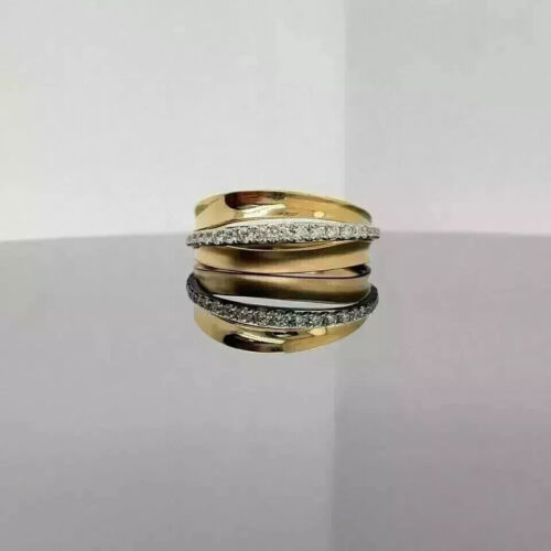Damen Verlobungsring 14K Gelbgold vergoldet 1Ct Rundschliff Lab Created Diamant - Bild 2 von 5
