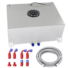 20 Gallon Sliver Aluminum Fuel Cell Gas Tank+Cap+Level Sender+Fuel Line Kit