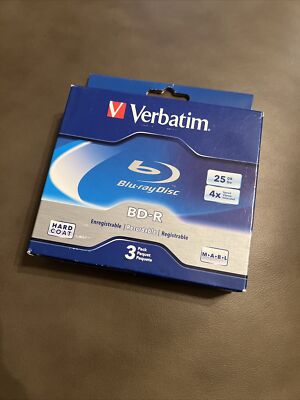 Verbatim 25GB 4X-speed BD-R 3 Pack Jewel Case Disc Model 96928