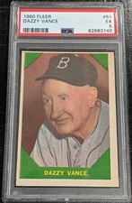 1960 Fleer Dazzy Vance PSA 5 EX #51 Brooklyn Dodgers
