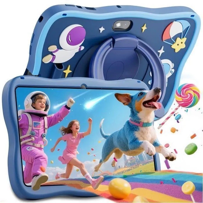 Tablette enfant 7" LOSEI Android 10 avec 16Go extensibles et son étui éducatif bleu