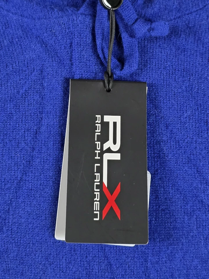 Suéter RLX Ralph Lauren Para Hombres Medio Azul Lavable Cachemira Sudadera con Capucha Golf Foto 2 de 4