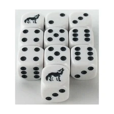 Koplow Animal Dice d6 16mm Wolf Dice - White w/Grey (5) New