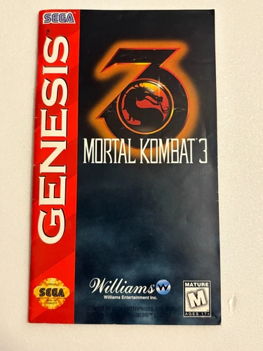 Vintage Mortal Kombat 3 Sega Genesis Instruction Manual Booklet Only, Excellent!