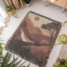 Abstract Desert Landscape Woven Blanket | Sunset Canyon Throw