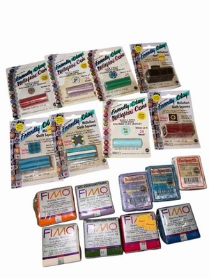 Vtg Polymer Clay Lot- 17 Amaco  Clay Millefiori Canes Fimo Sculpey Slice & Bake