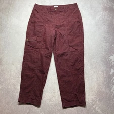 Time Tru Corduroy Pants Size 14 Burgundy Red Cargo Ankle Crop Length Tapered