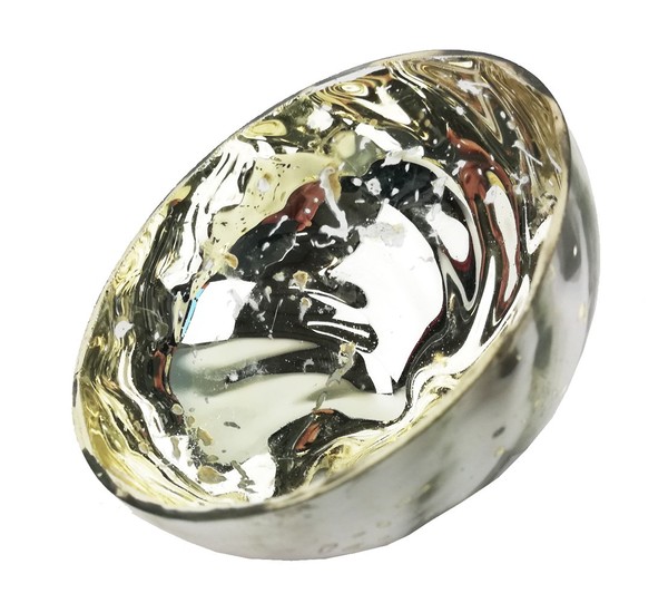 Glas Schwimmschale Rund Silber, D: 7,5 Cm - Schwimmkerzen, Tischdeko, Teelicht-image