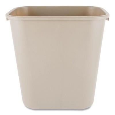 Rubbermaid Commercial Deskside Plastic Wastebasket, 7 gal, Plastic, Beige, 2/PK