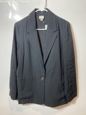 A New Day Womens Black Long Sleeve Notch Lapel Essential One-Button Blazer Sz S