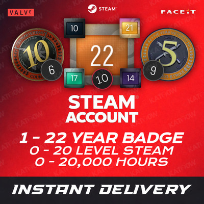 Steam Account PREMIUM 1-22 Years Badge | CS2 5 & 10 Year Medals | Fast Delivery