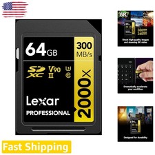 Pro 64GB SDXC UHS-II Card - 2000x Speed, 8K Cinema Video, Tough