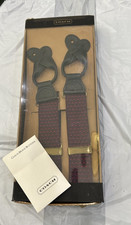 Coach Suspenders NIB w/ brace buttons Burgundy patterned in original box tag