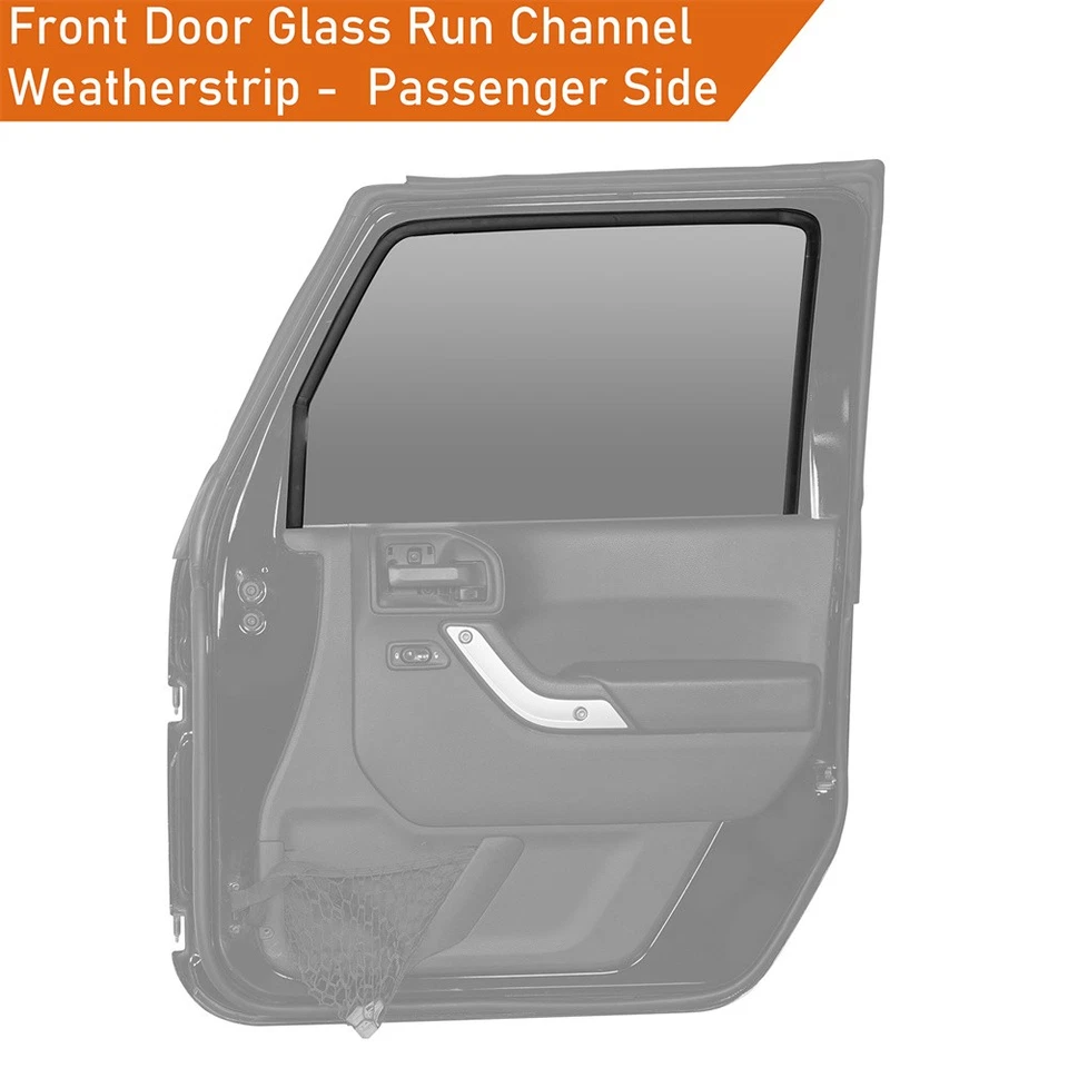 Canal de funcionamiento de vidrio delantero resistente al clima ajuste lateral del pasajero 07-18 Jeep Wrangler JK Foto 2 de 4