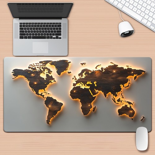 15.7x35.4 inch 2D Flat World Map with Continents Art HD Printed XXL ...