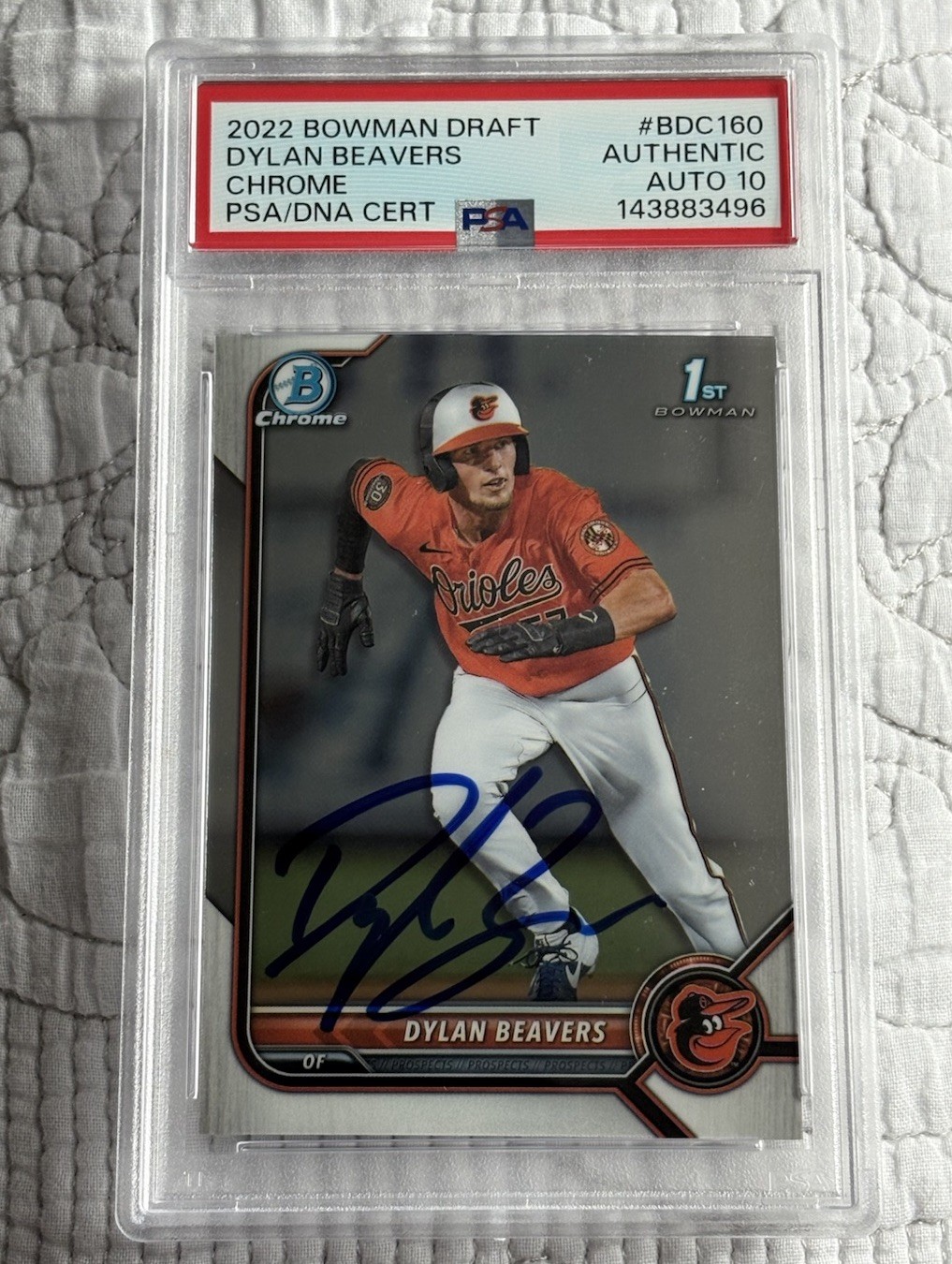 PSA 10 Dylan Beavers Signed 2022 Bowman Draft 1st Bowman Chrome AUTO GRADE 10!