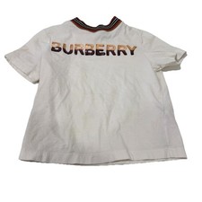 Boys Burberry Kids White Shortbread Crew Neck Tee Size 4Y stained 