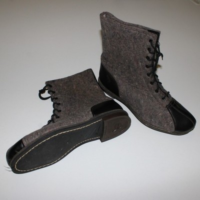 Vintage 40s Wool Felt Leather Boots UK10 Cold Weather Double Wear BF Goodrich