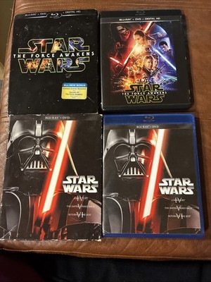Star Wars Blu Ray Lot :Force Awakens, A New Hope, The Emperor Strikes Back, Jedi