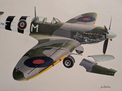 1979 Time Life Vickers Supermarine Spitfire F 1X Plane VTG Litho Print 12''x9''