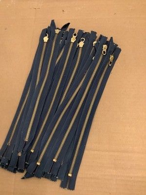 30 x Original Vintage Marineblau 11'' ACE Messing Reißverschluss, geschlossenes Ende