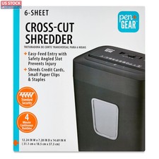 US Stock Pen+Gear 6 Sheet Cross-Cut Paper Credit Card Shredder 3.7 gal