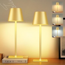 "LED Cordless Table Lamp: 6000mAh Rechargeable Battery Operated Desk Gold 2Pack