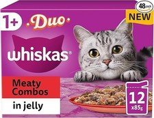 Whiskas Tasty Duo 1+ Meaty Combos in Jelly 48x85g Pouches, Adult Cat Food, Pack  5.79 per kilo