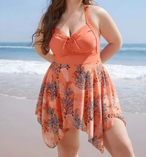 Women  s Plus Size Elegant Tummy Control One-Piece Swimdress